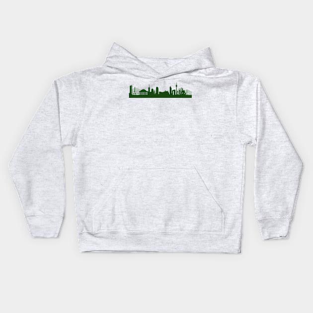 DUSSELDORF Skyline in forest green Kids Hoodie by 44spaces